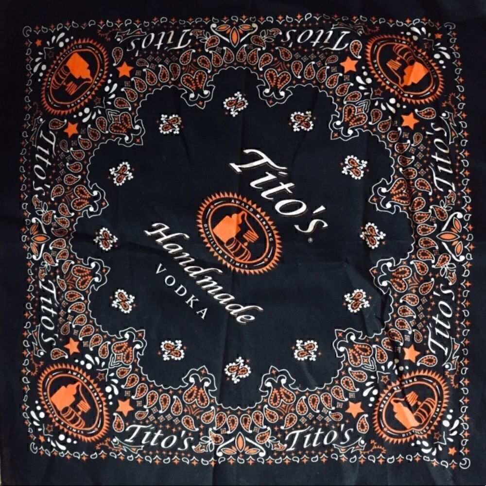 New Tito’s scarf black white orange festival wear
